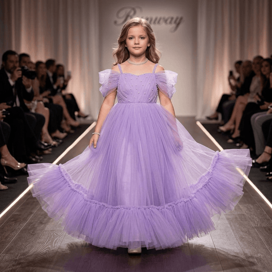 lavender net frock M260045