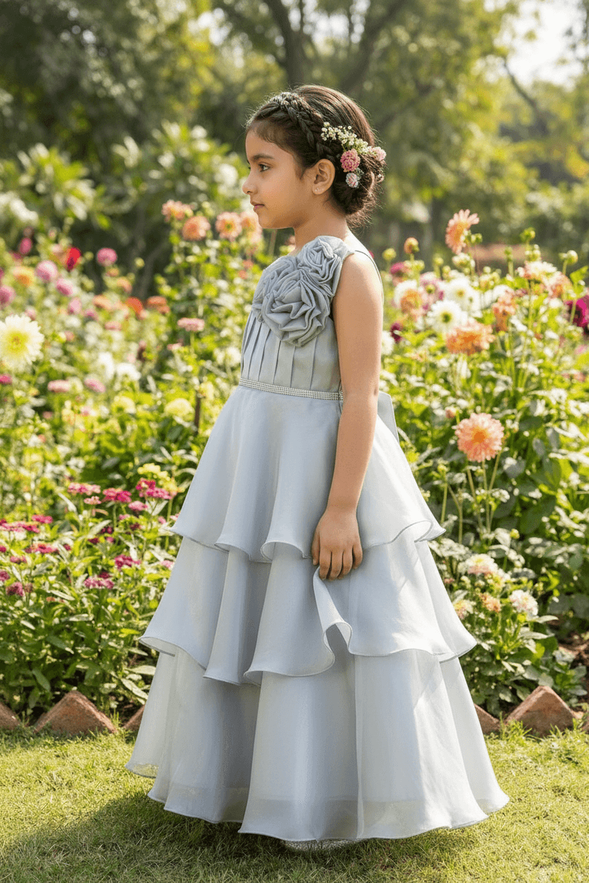 Grey organza frock M260046