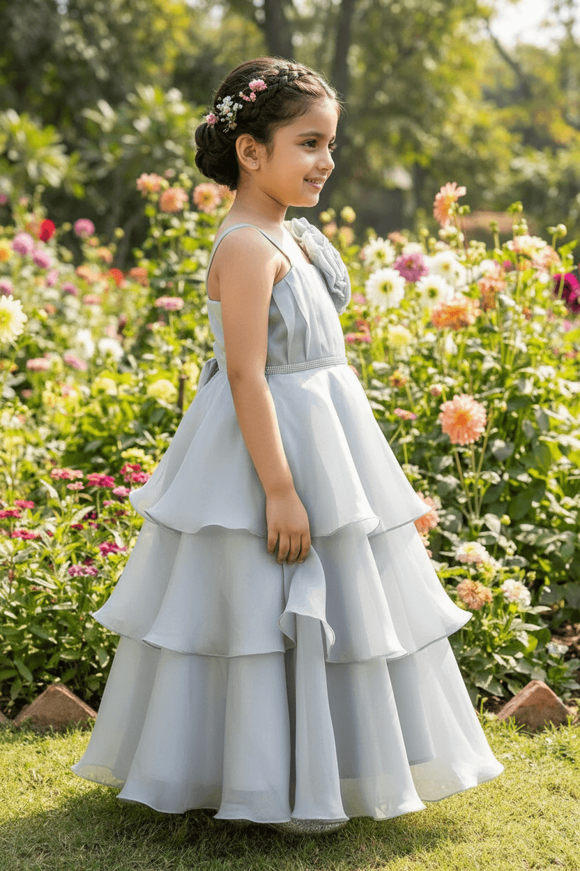 Grey organza frock M260046