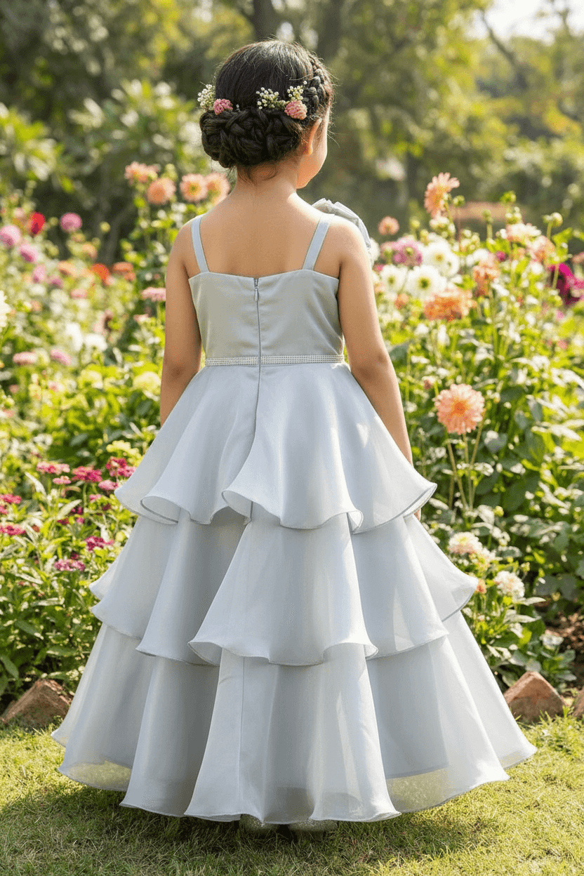Grey organza frock M260046
