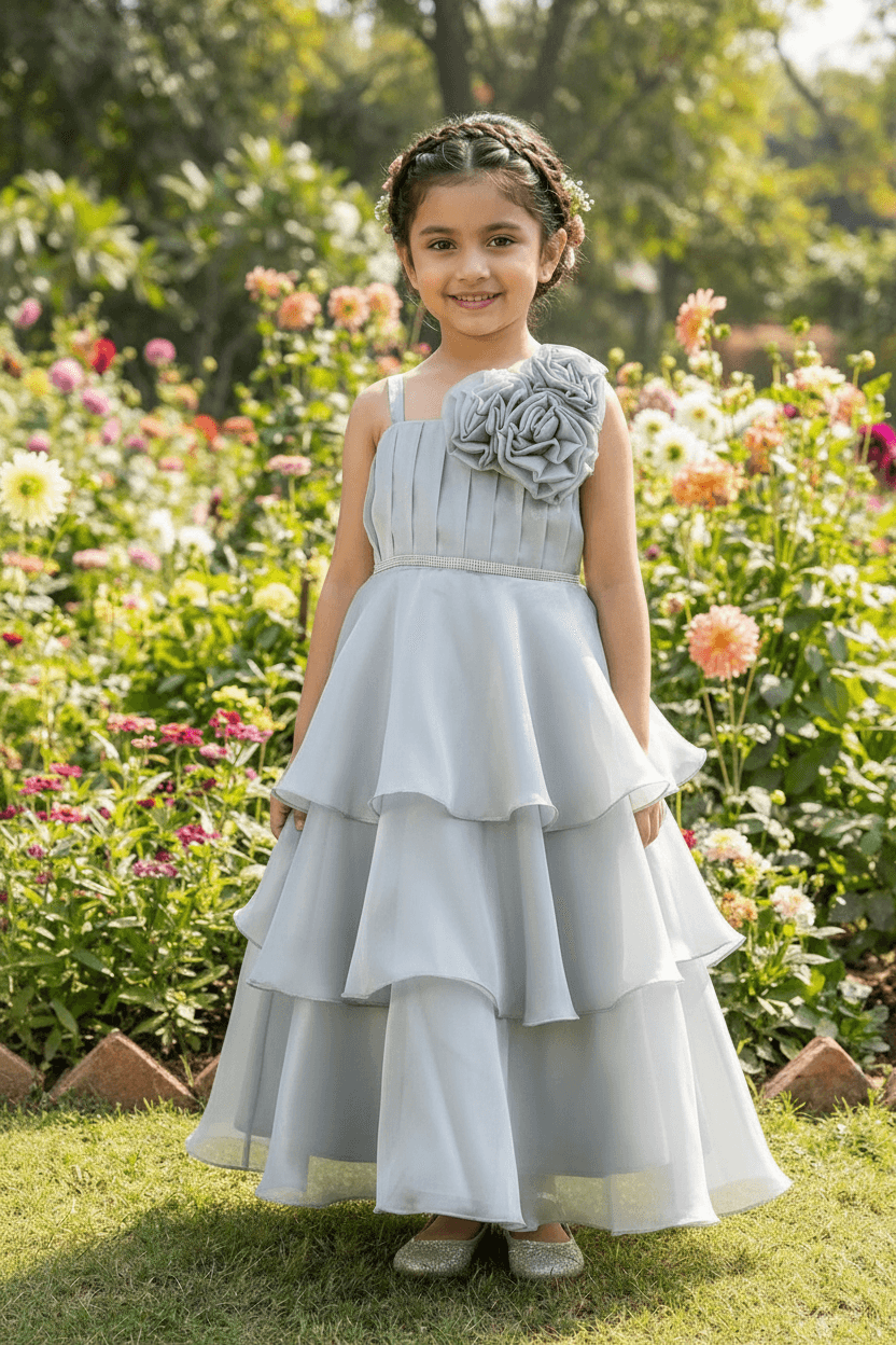 Grey organza frock M260046