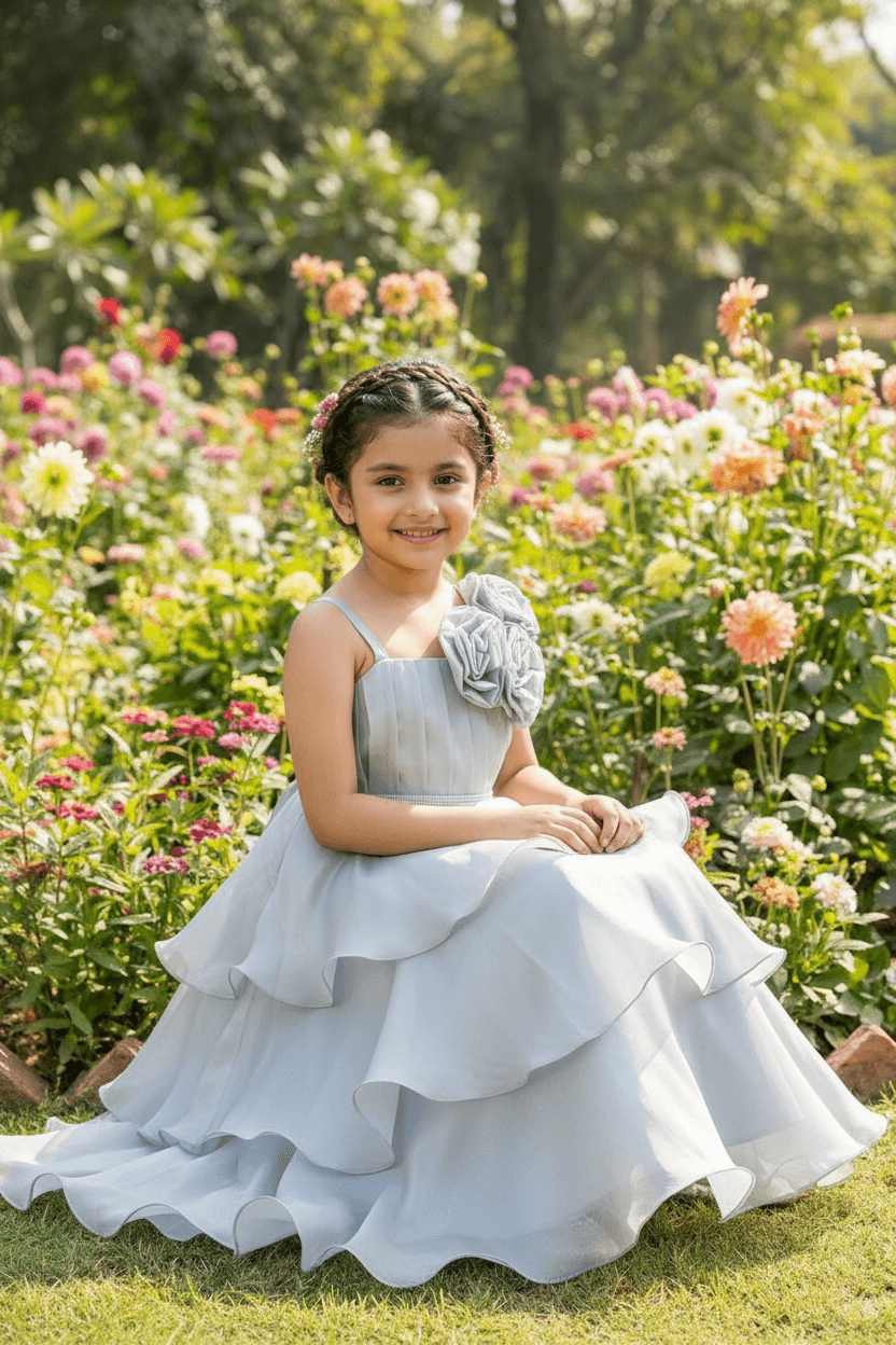 Grey organza frock M260046