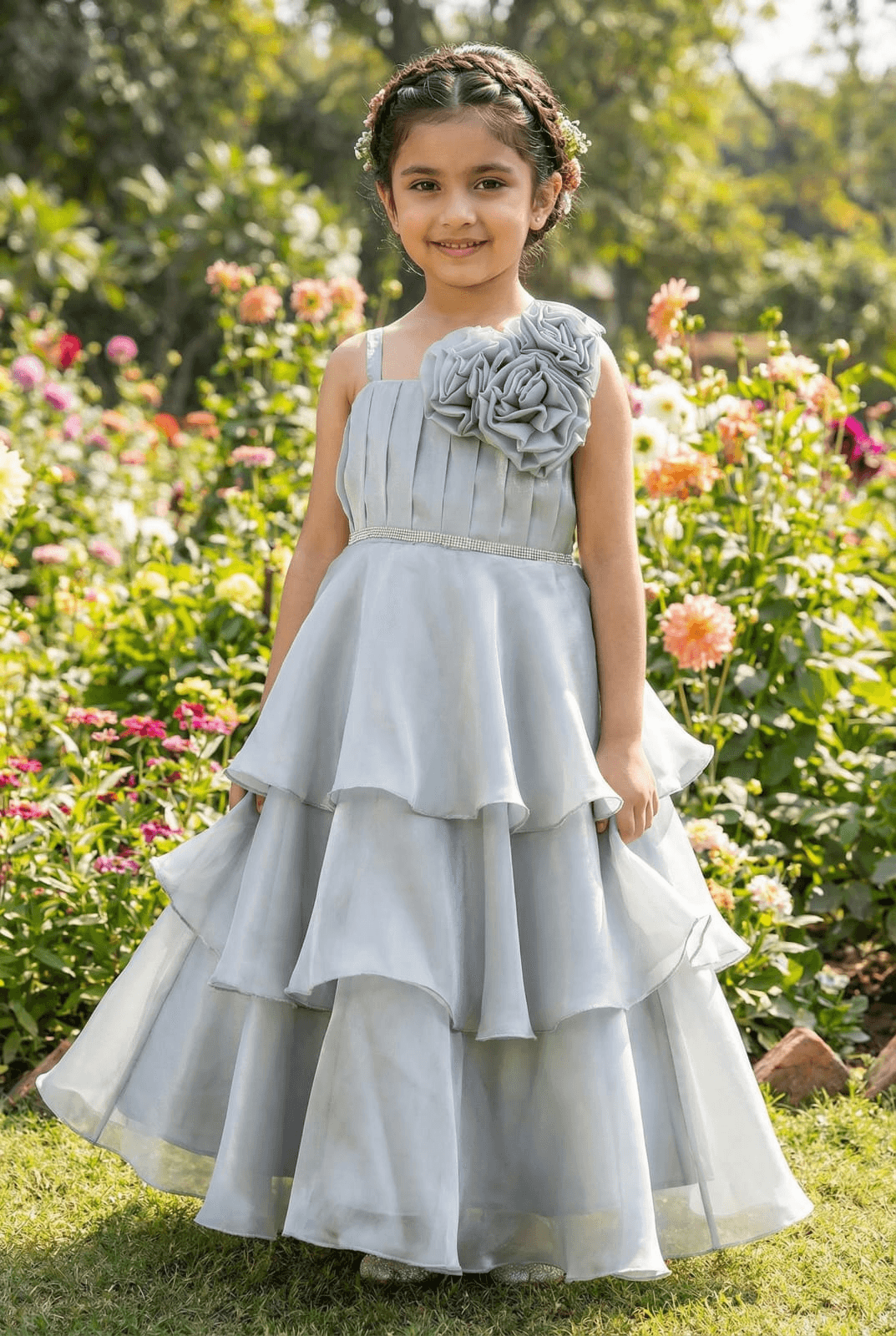 Grey organza frock M260046