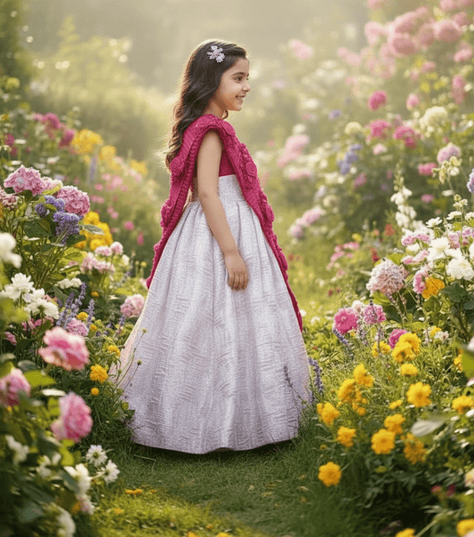 pink brocade party wear M260049