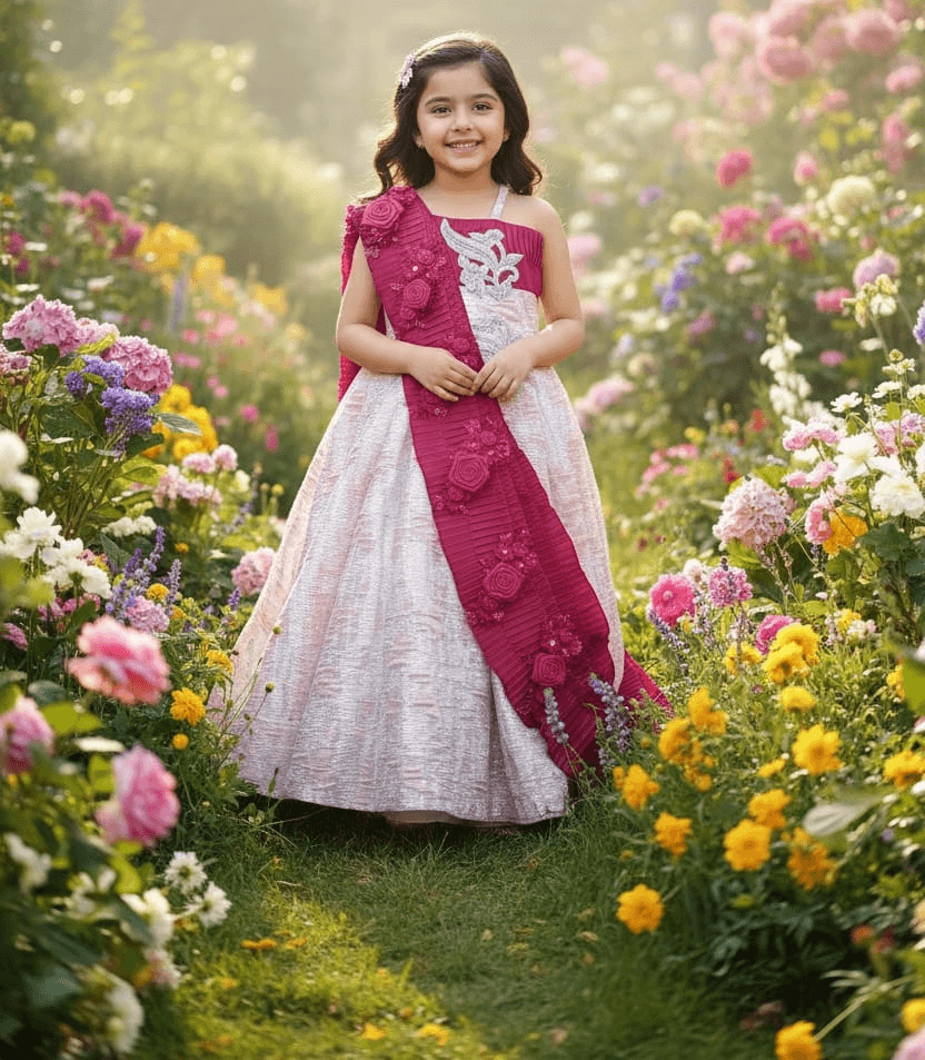 pink brocade party wear M260049