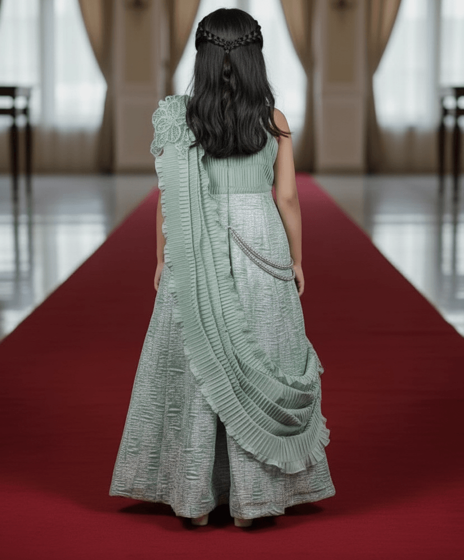 green brocade party wear M260050