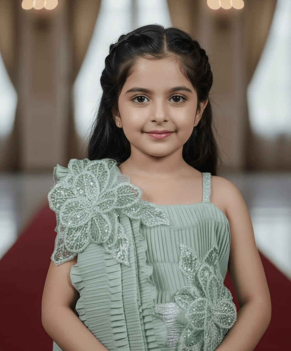 green brocade party wear M260050