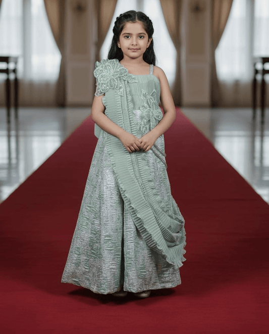 green brocade party wear M260050