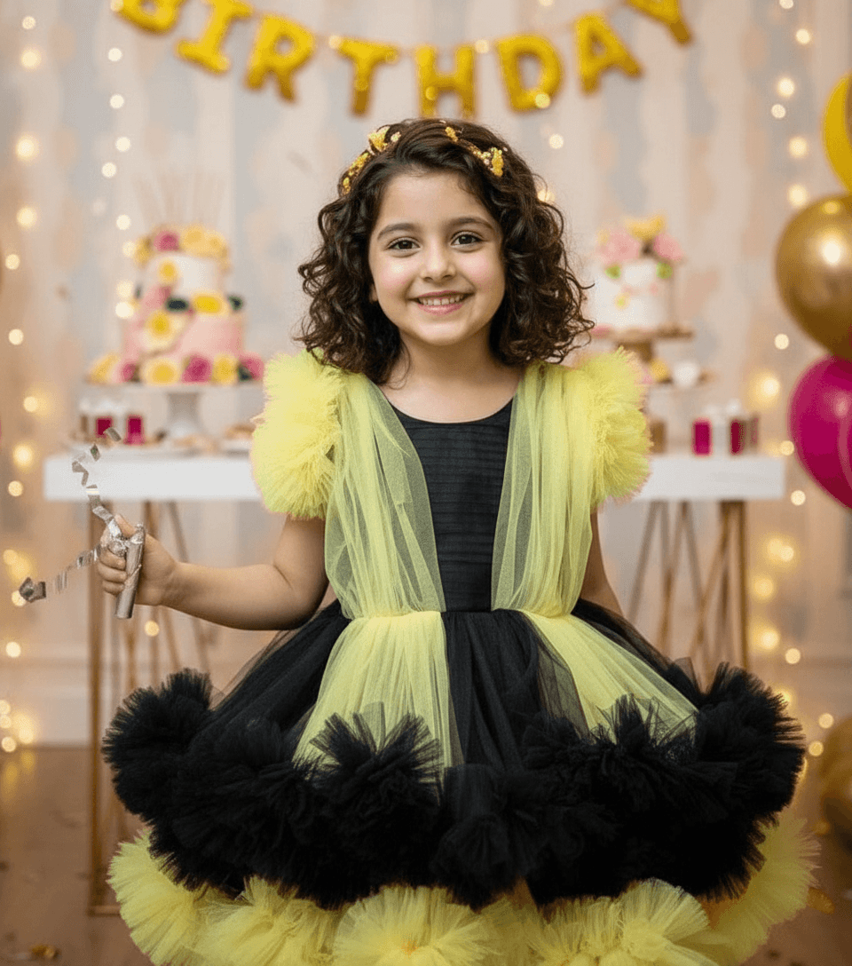 yellow net frock M260053