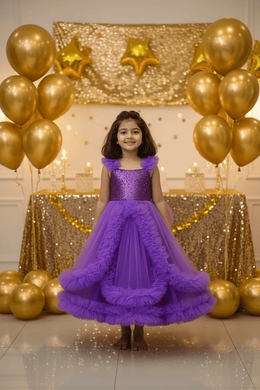 purple net frock M260056