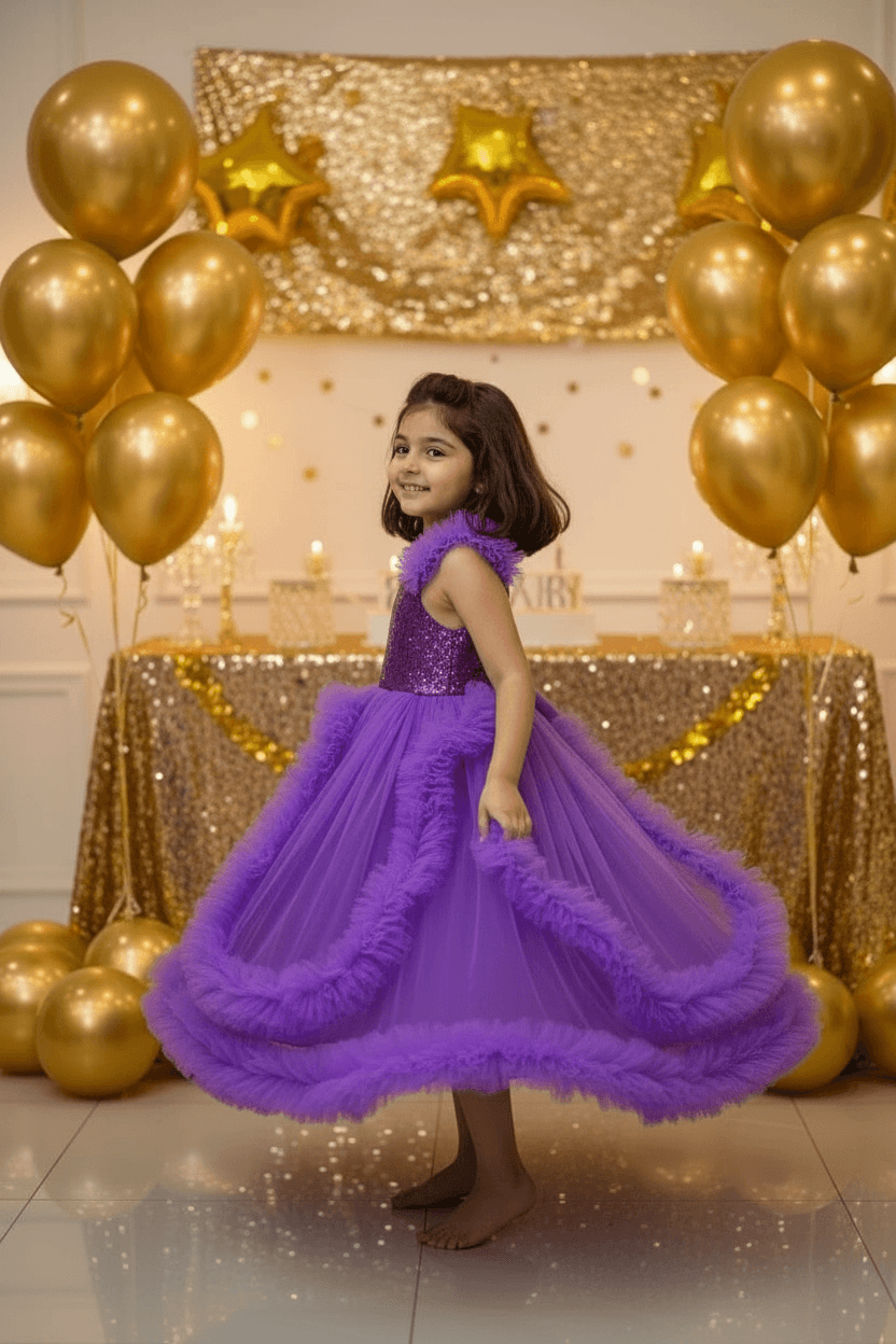 purple net frock M260056
