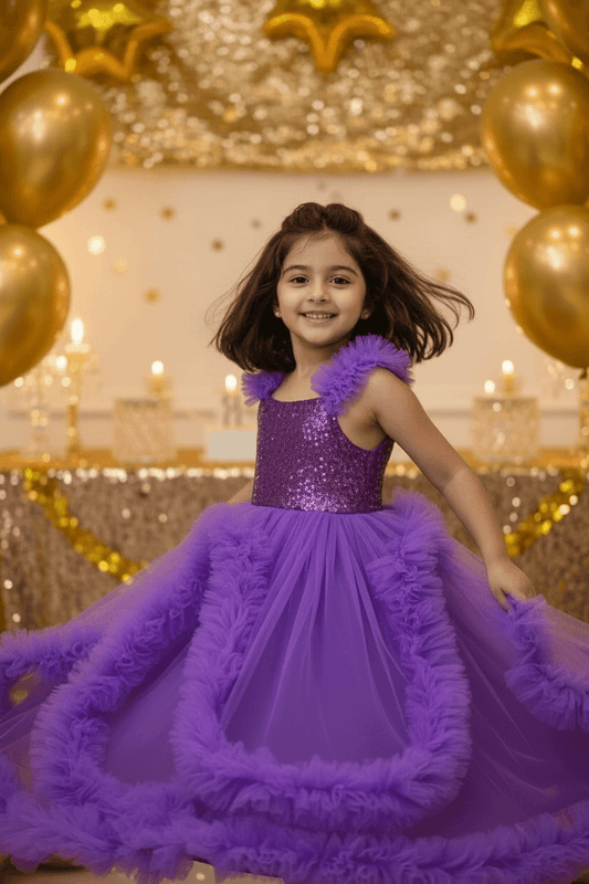 purple net frock M260056
