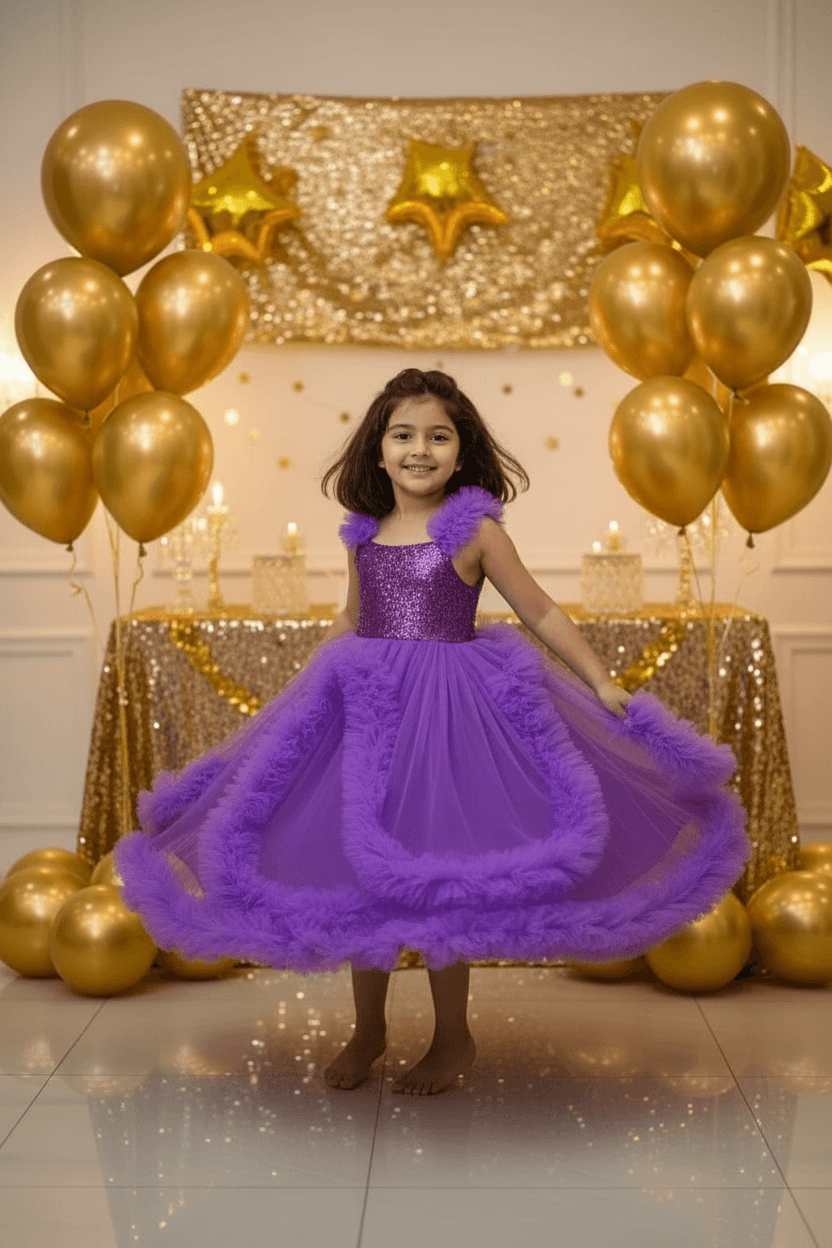 purple net frock M260056