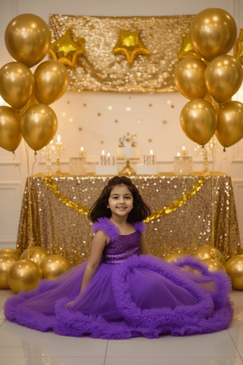 purple net frock M260056