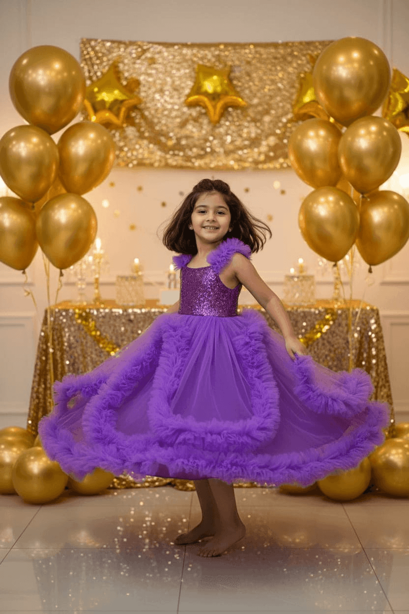 purple net frock M260056