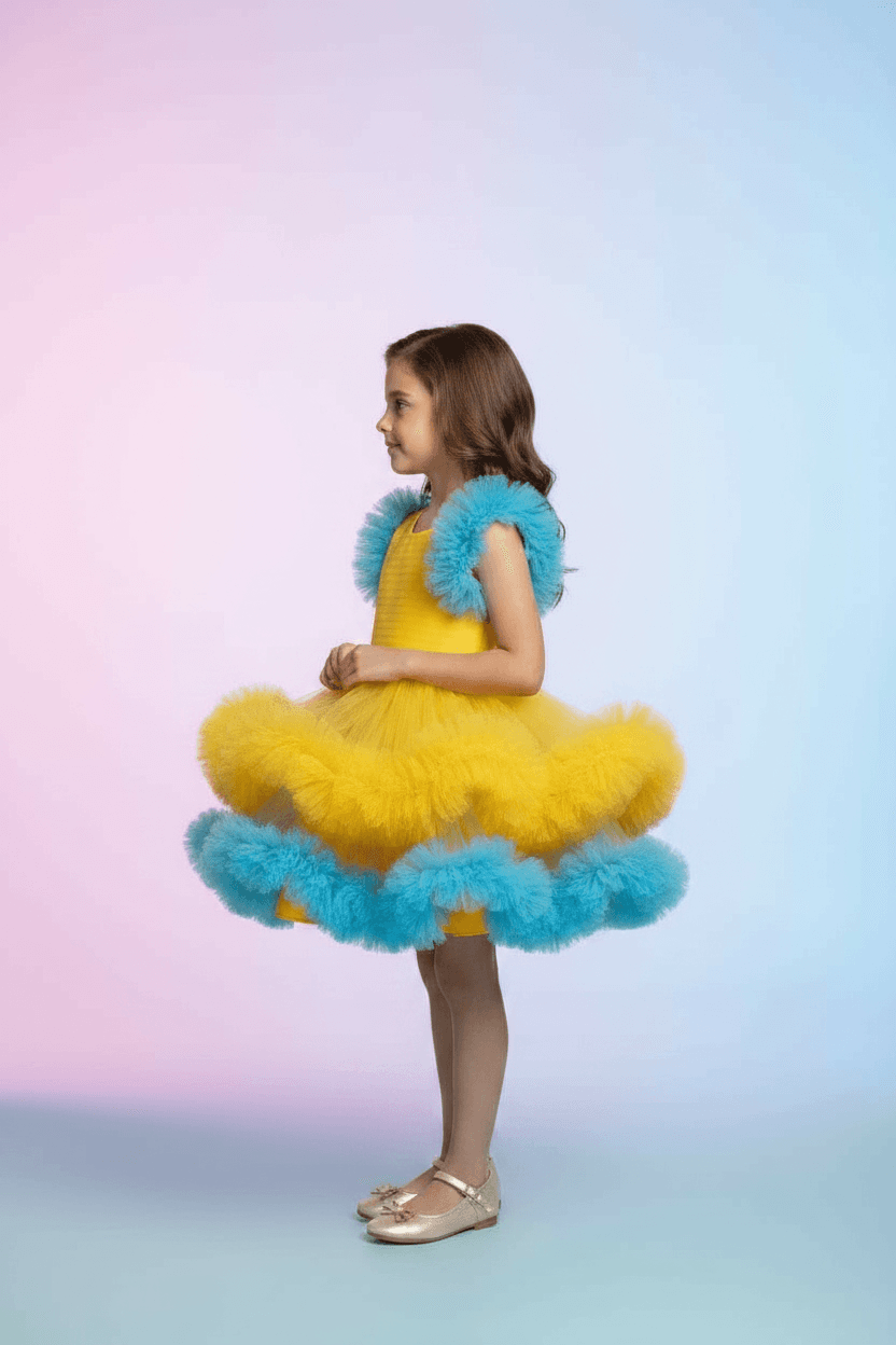yellow net frock M260057
