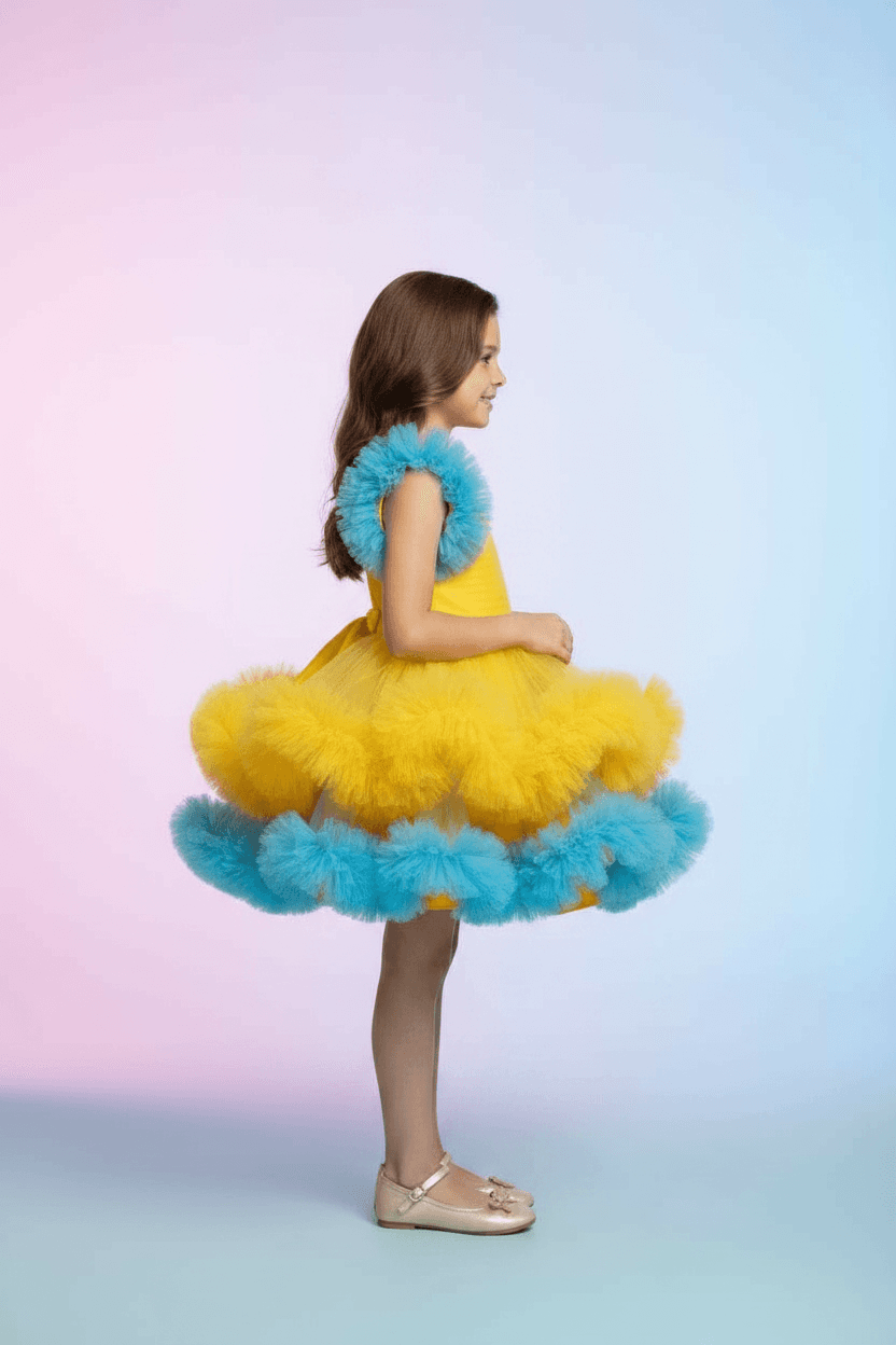 yellow net frock M260057