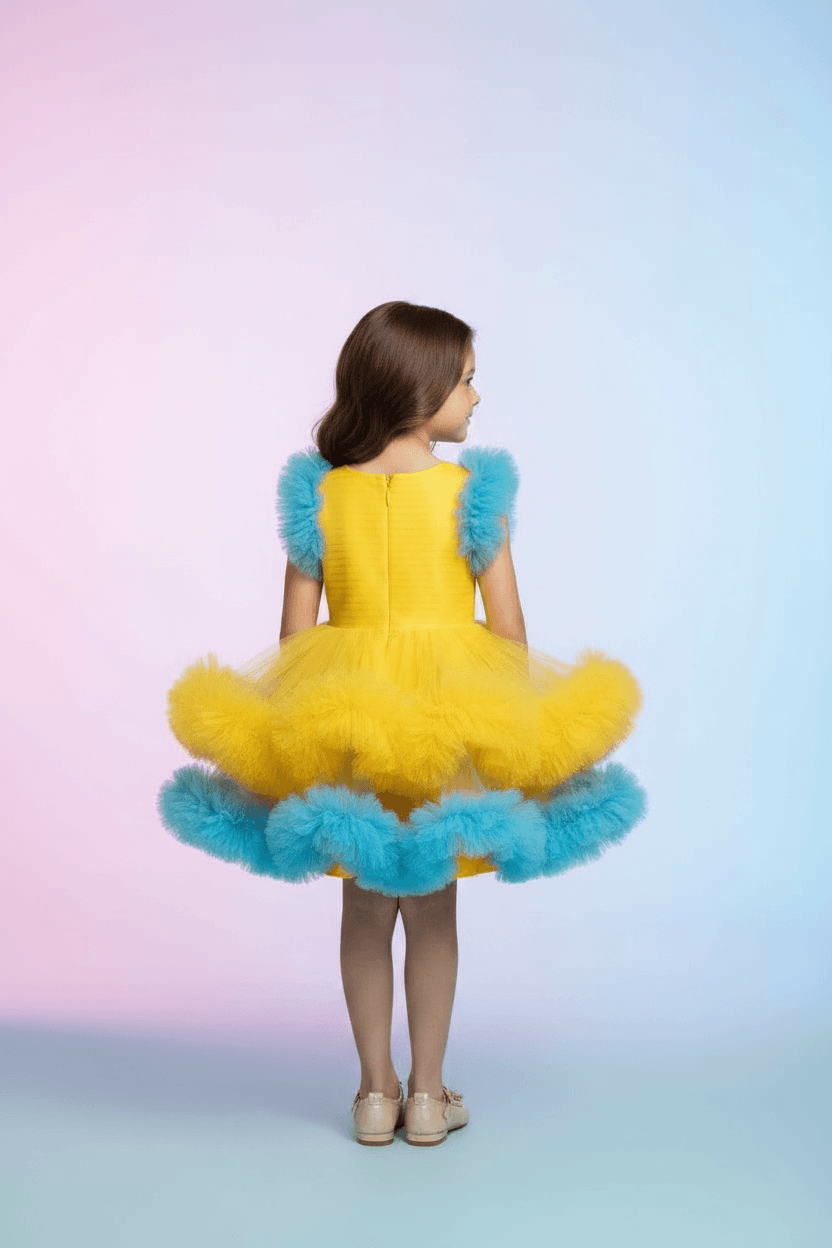 yellow net frock M260057