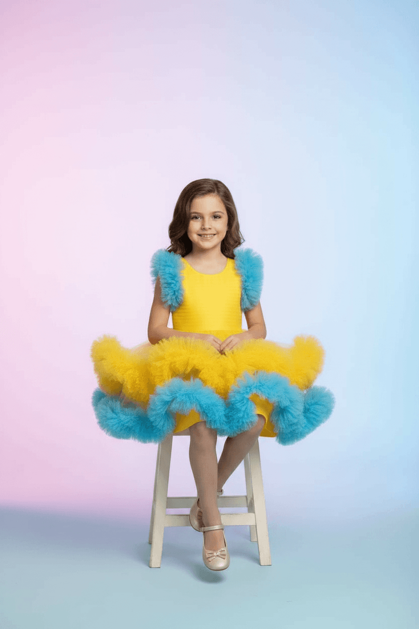 yellow net frock M260057