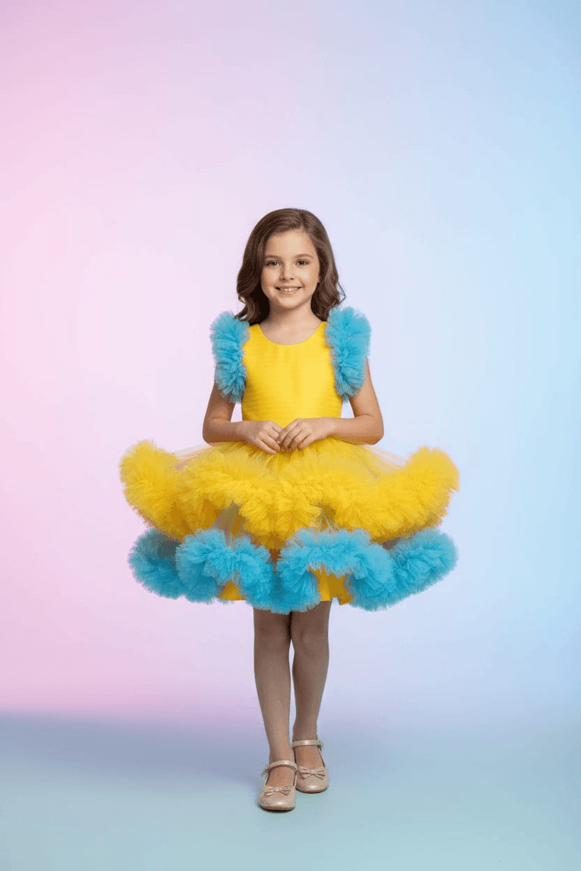 yellow net frock M260057