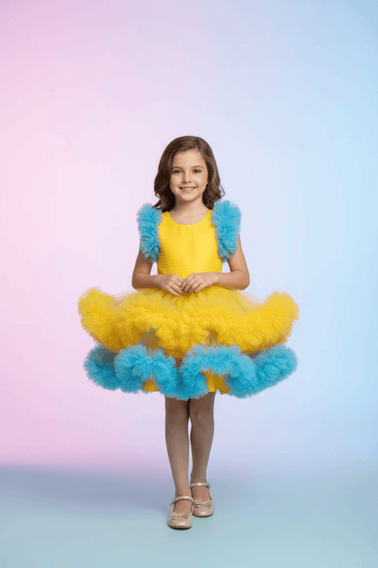 yellow net frock M260057