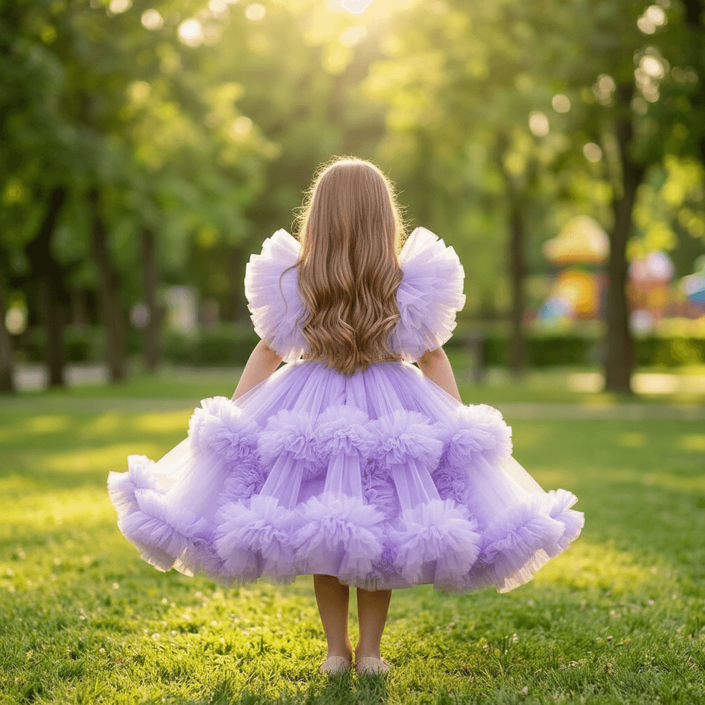 lavender net frock M260059
