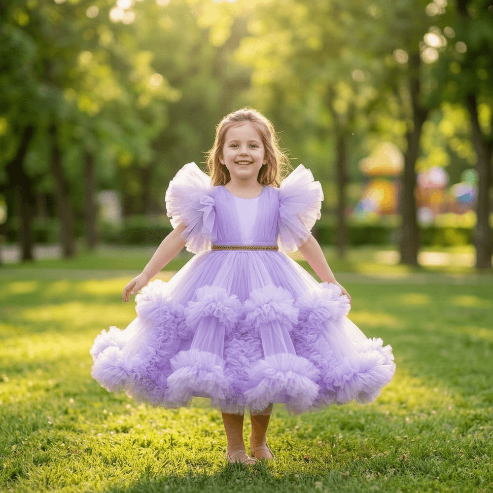 lavender net frock M260059