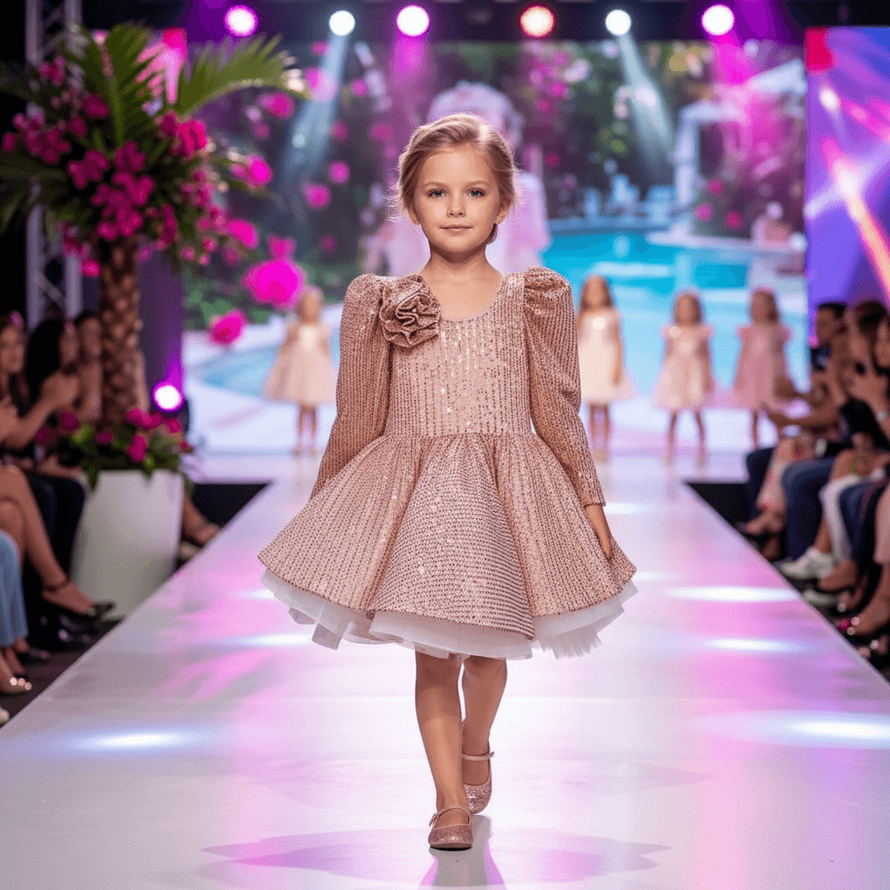 Pink sequine frock M260063