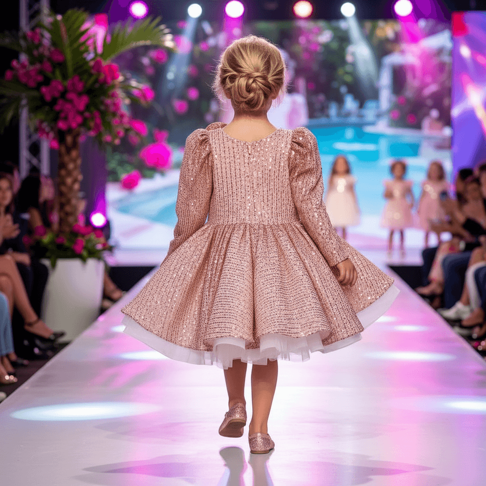 Pink sequine frock M260063