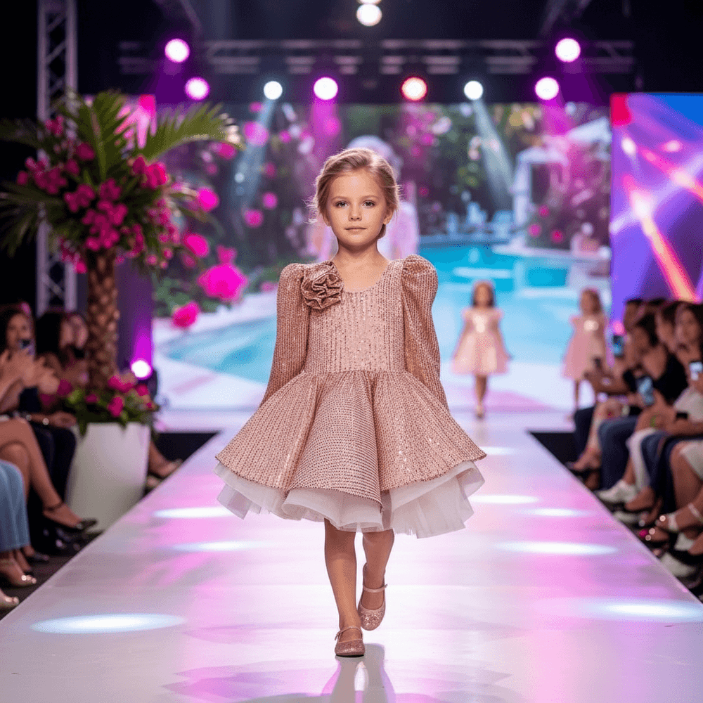 Pink sequine frock M260063
