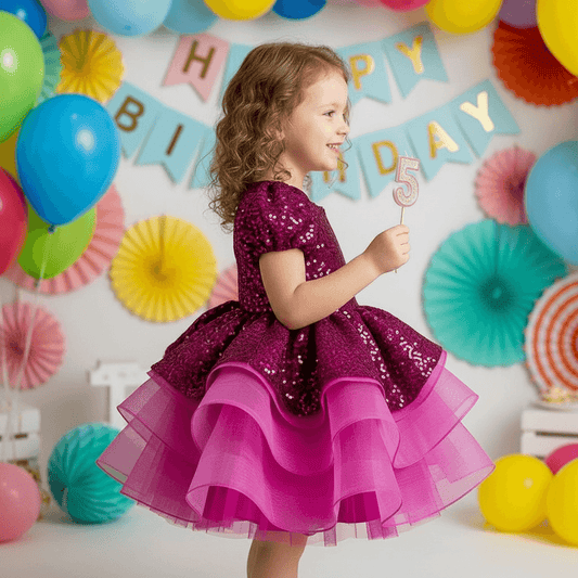 Magenta sequine frock M260064