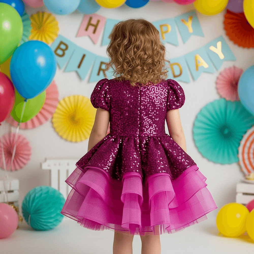 Magenta sequine frock M260064