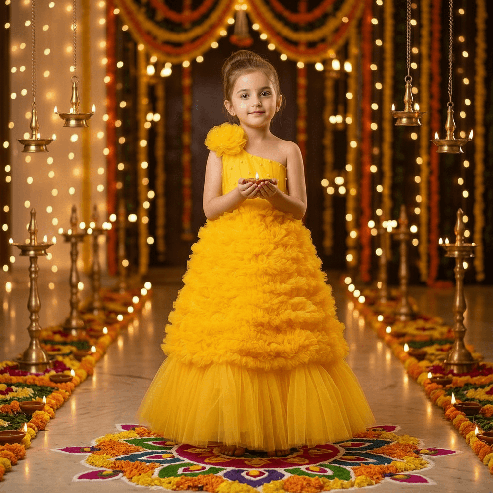 yellow net frock M260065