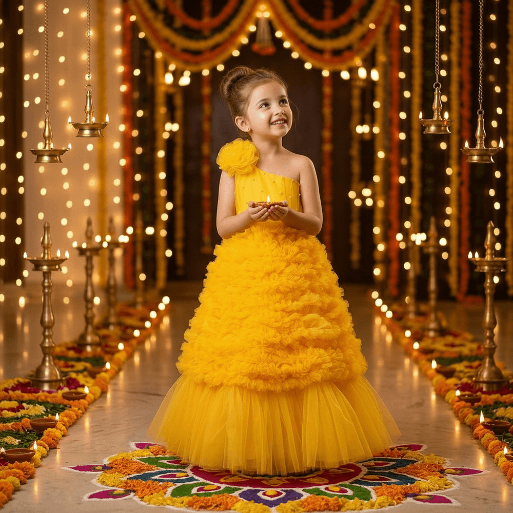 yellow net frock M260065