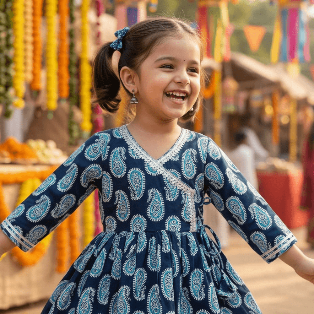 blue-ethnic -cotton- dress-M260073