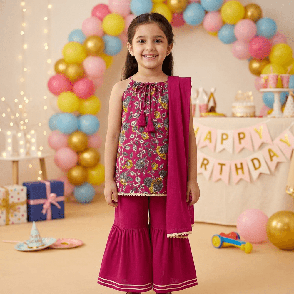 magenta-ethnic -cotton- dress-M260077