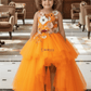 Girls orange Gown length Party dress M260100