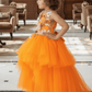 Girls orange Gown length Party dress M260100