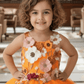 Girls orange Gown length Party dress M260100
