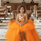 Girls orange Gown length Party dress M260100