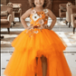 Girls orange Gown length Party dress M260100