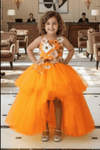 Girls orange Gown length Party dress M260100