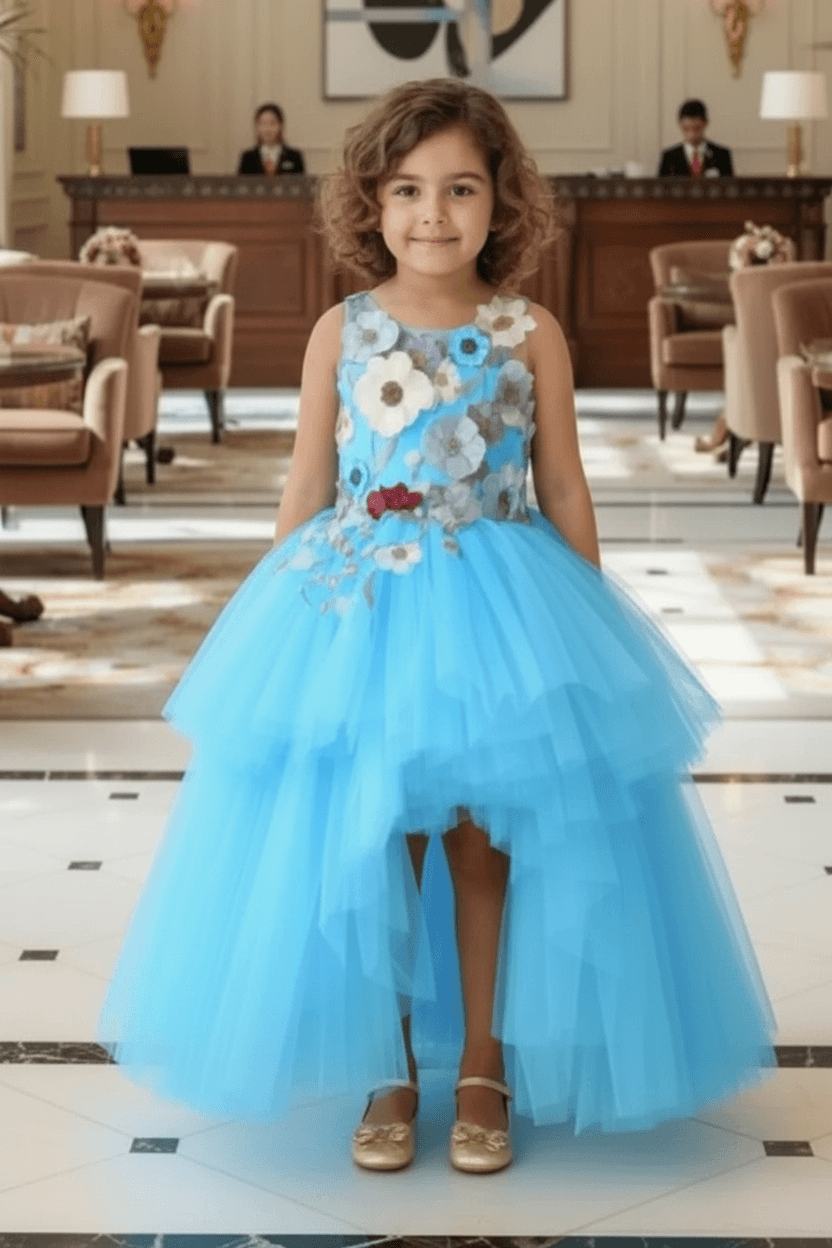 Girls sky blue Gown length Party dress M260101