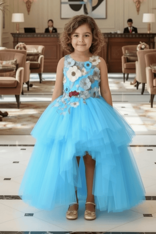Girls sky blue Gown length Party dress M260101