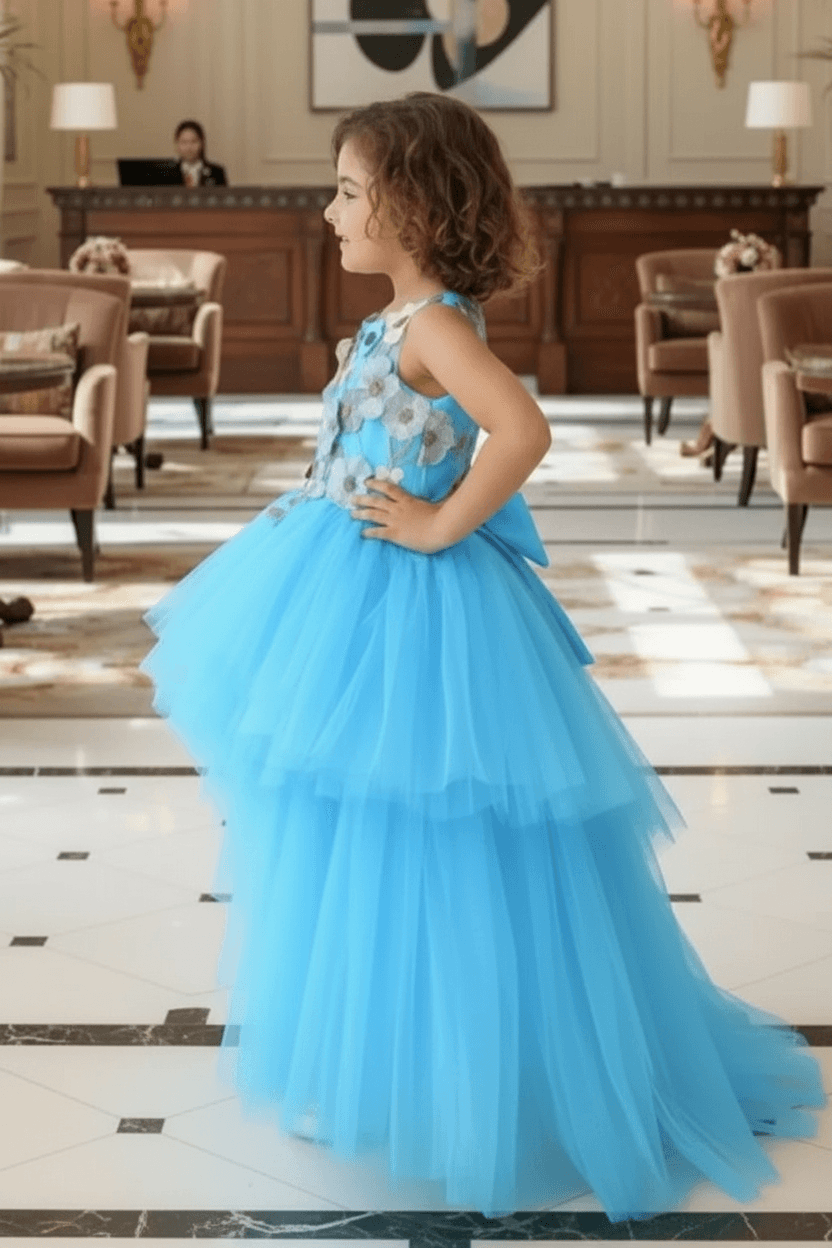 Girls sky blue Gown length Party dress M260101