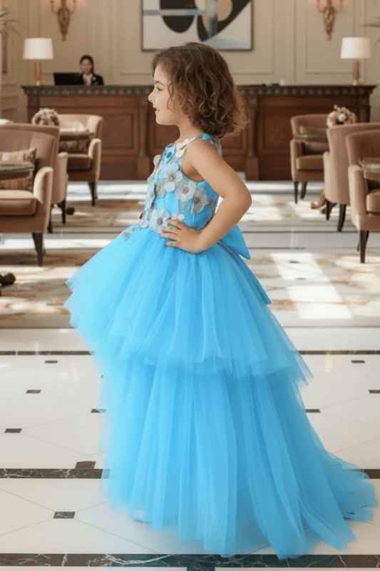 Girls sky blue Gown length Party dress M260101