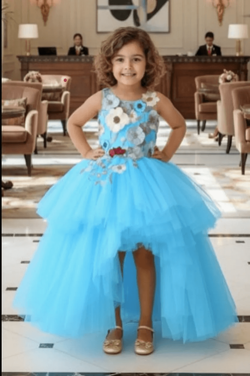 Girls sky blue Gown length Party dress M260101