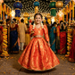 Peach brocade party wear M260092