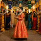Peach brocade party wear M260092