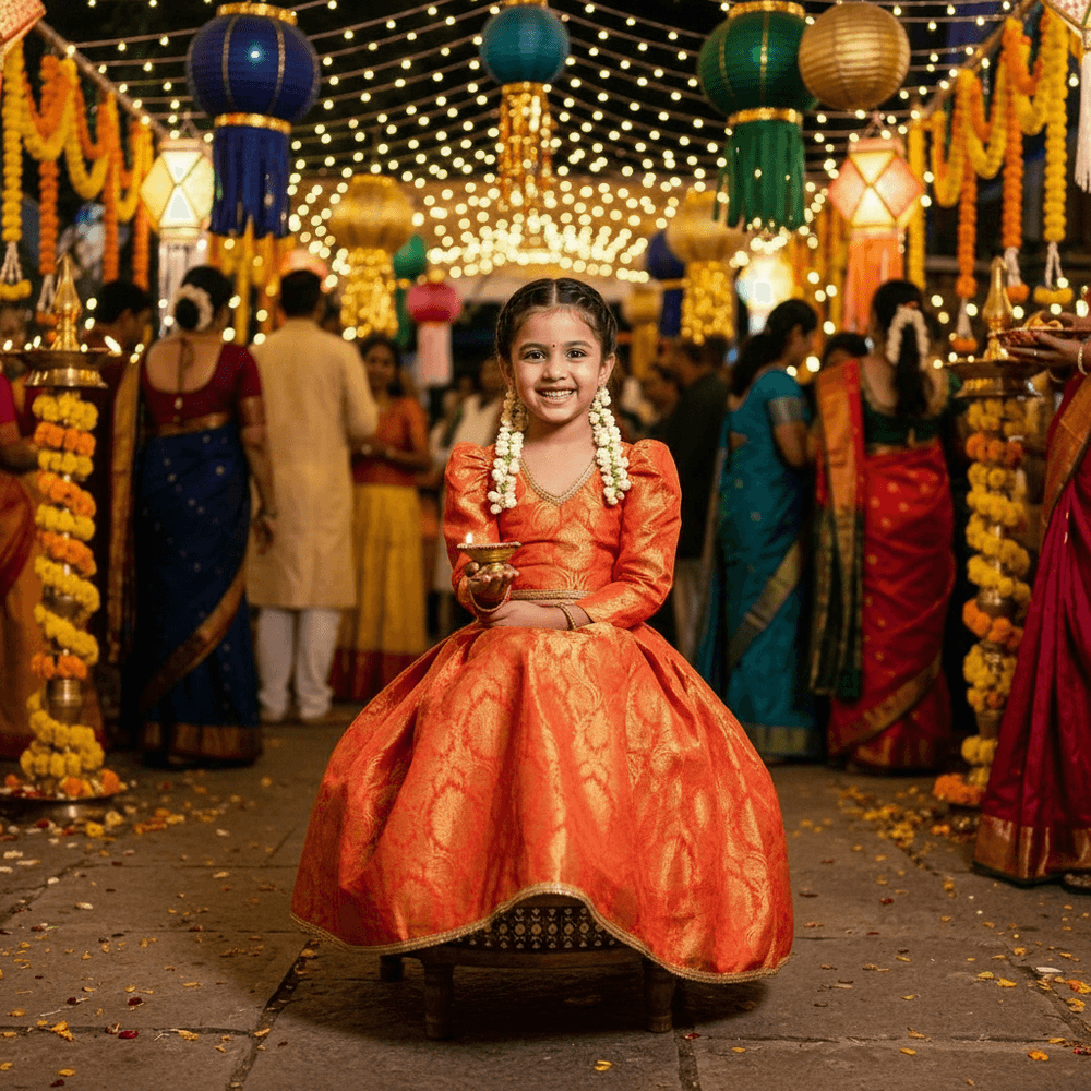 Peach brocade party wear M260092